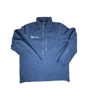 Stio Wilcox Quarter-Zip Pullover Mens Large Blue Heathered Fleece Jacket Logo